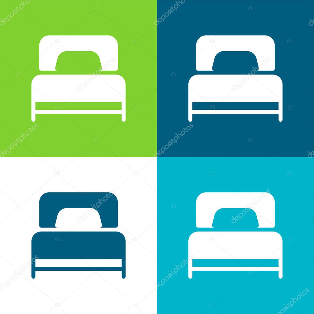 Bed Flat four color minimal icon set