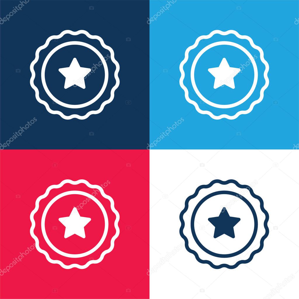 Badge blue and red four color minimal icon set