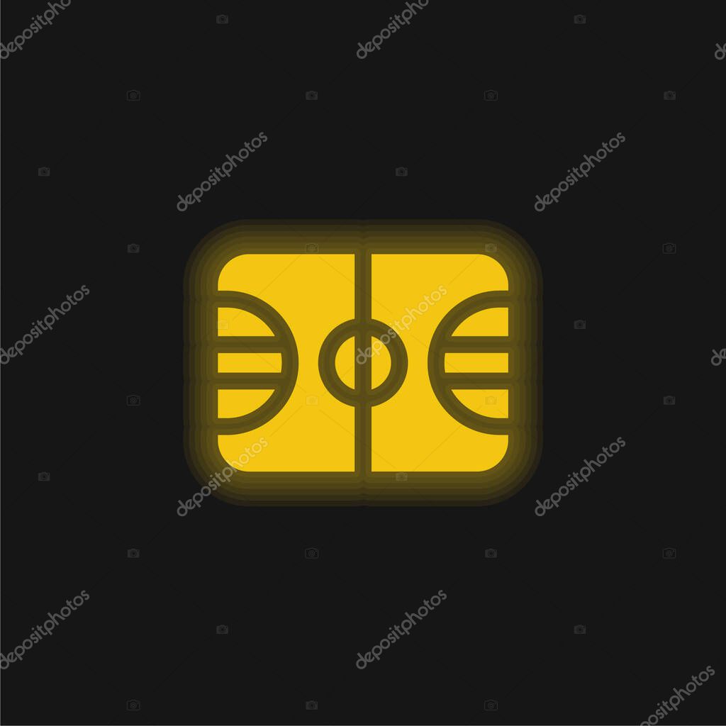 Basketball Court yellow glowing neon icon