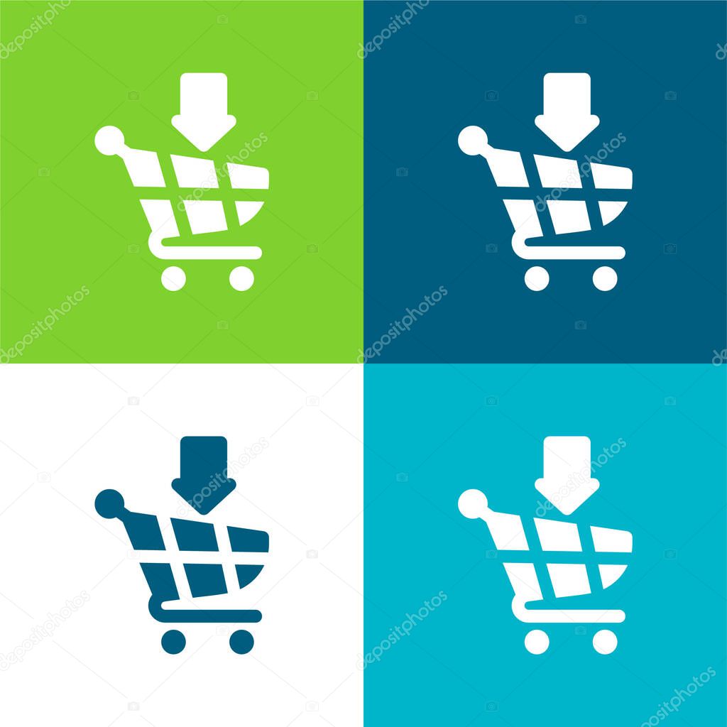 Add To Cart Flat four color minimal icon set