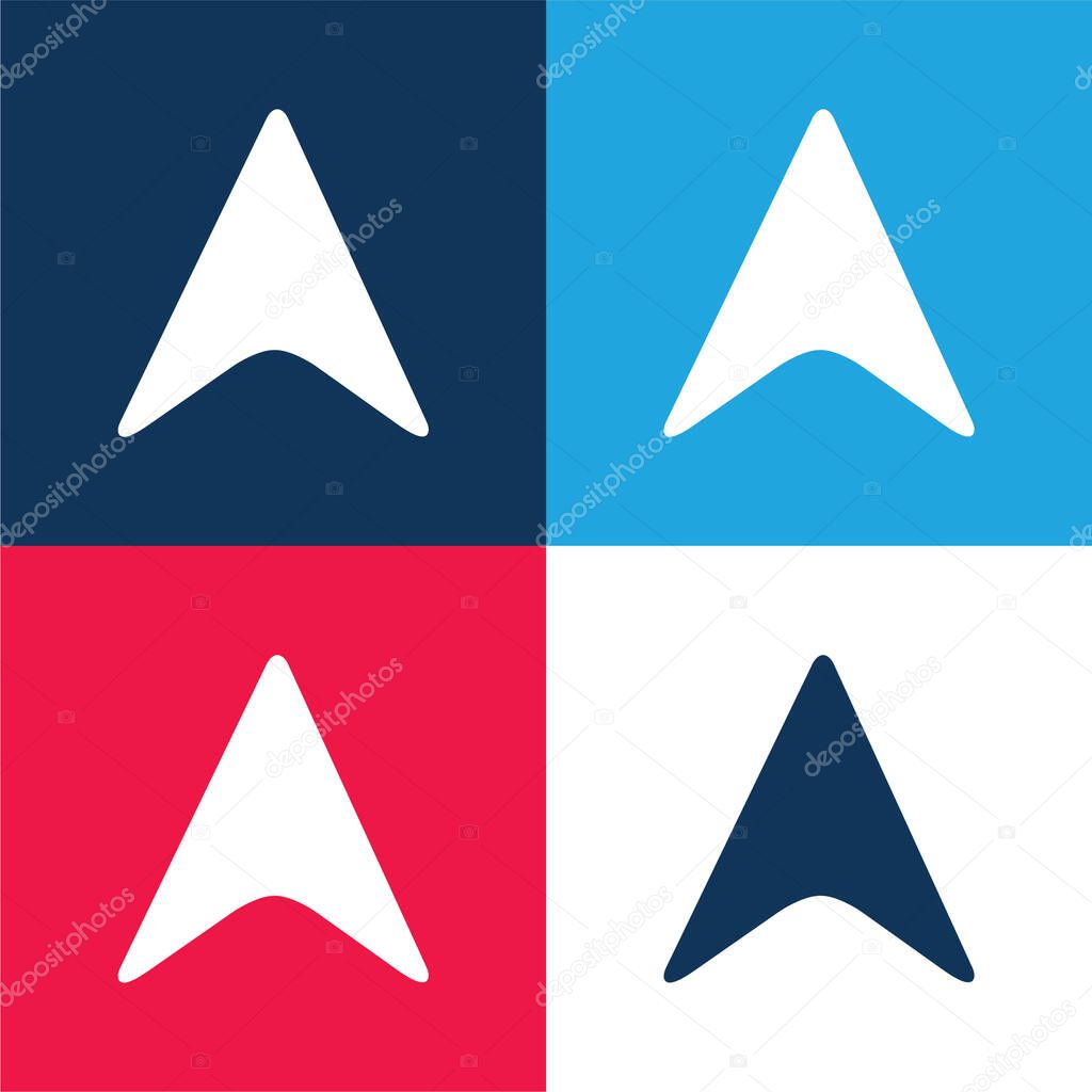 Black Arrowhead Pointing Up blue and red four color minimal icon set