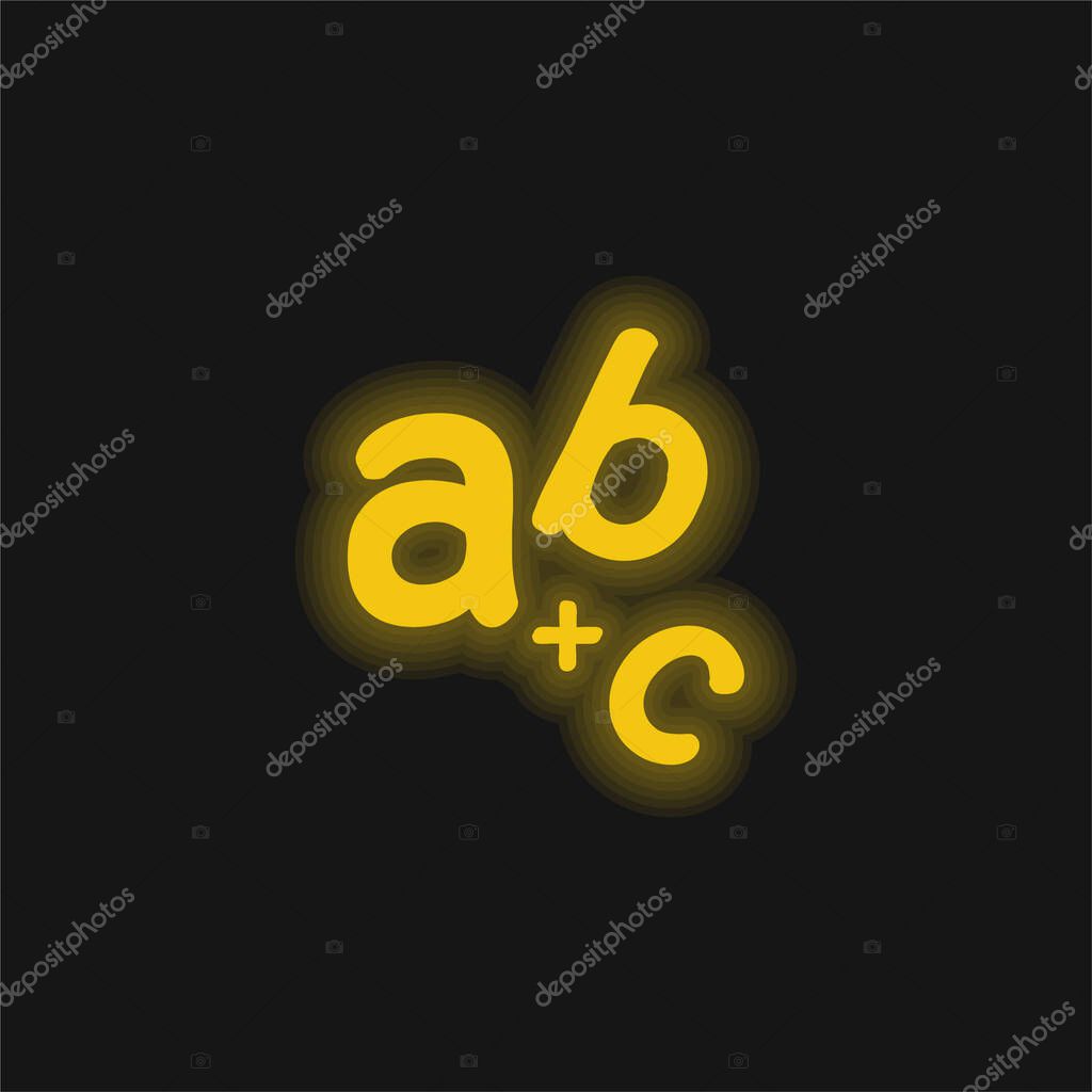 Alphabet yellow glowing neon icon
