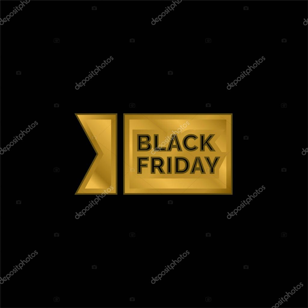 Black Friday gold plated metalic icon or logo vector