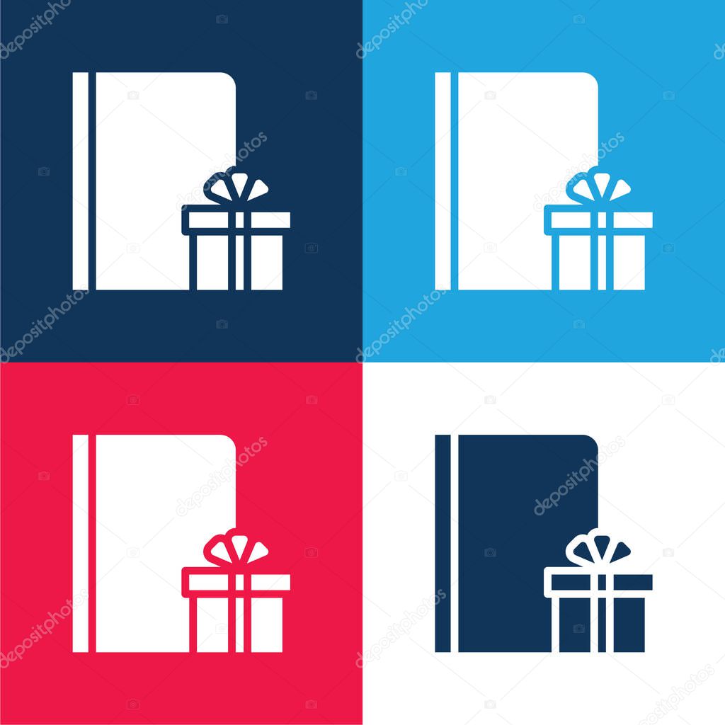 Book blue and red four color minimal icon set