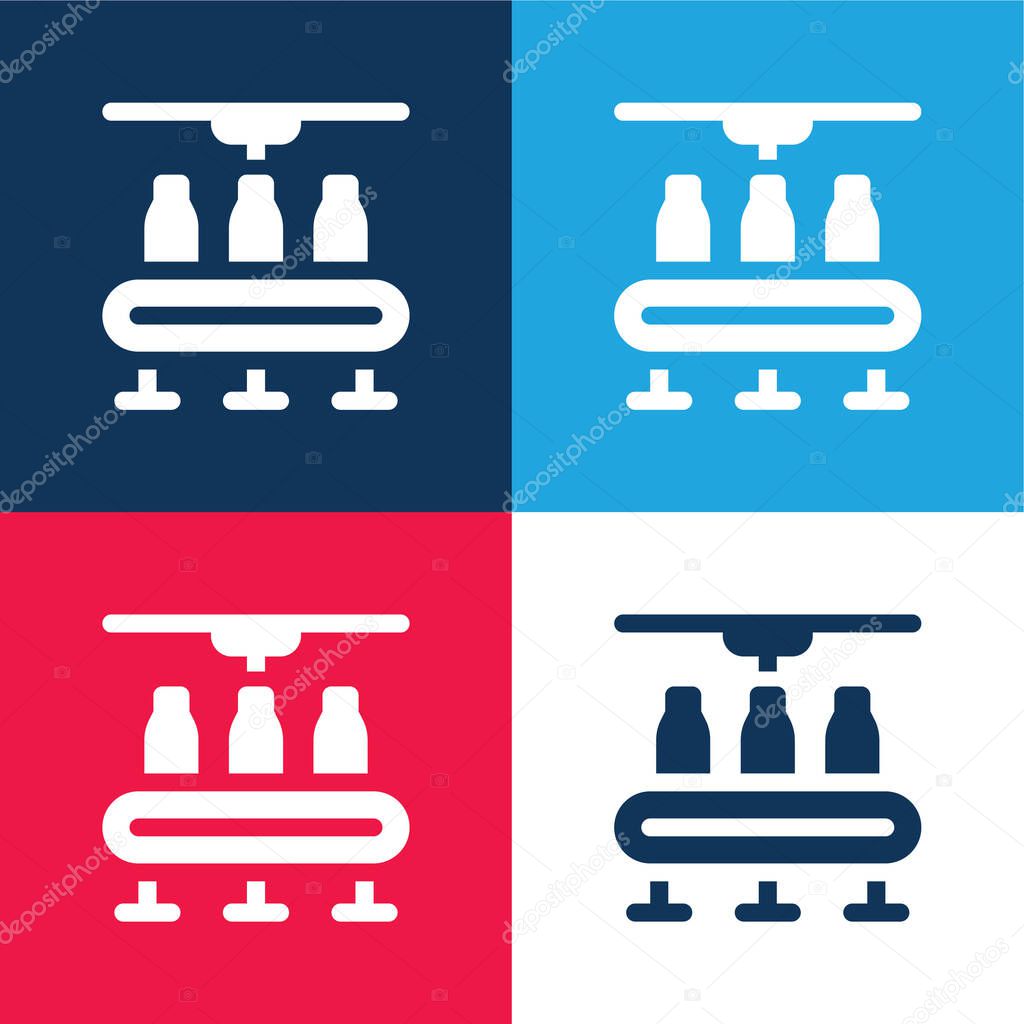Bottles blue and red four color minimal icon set