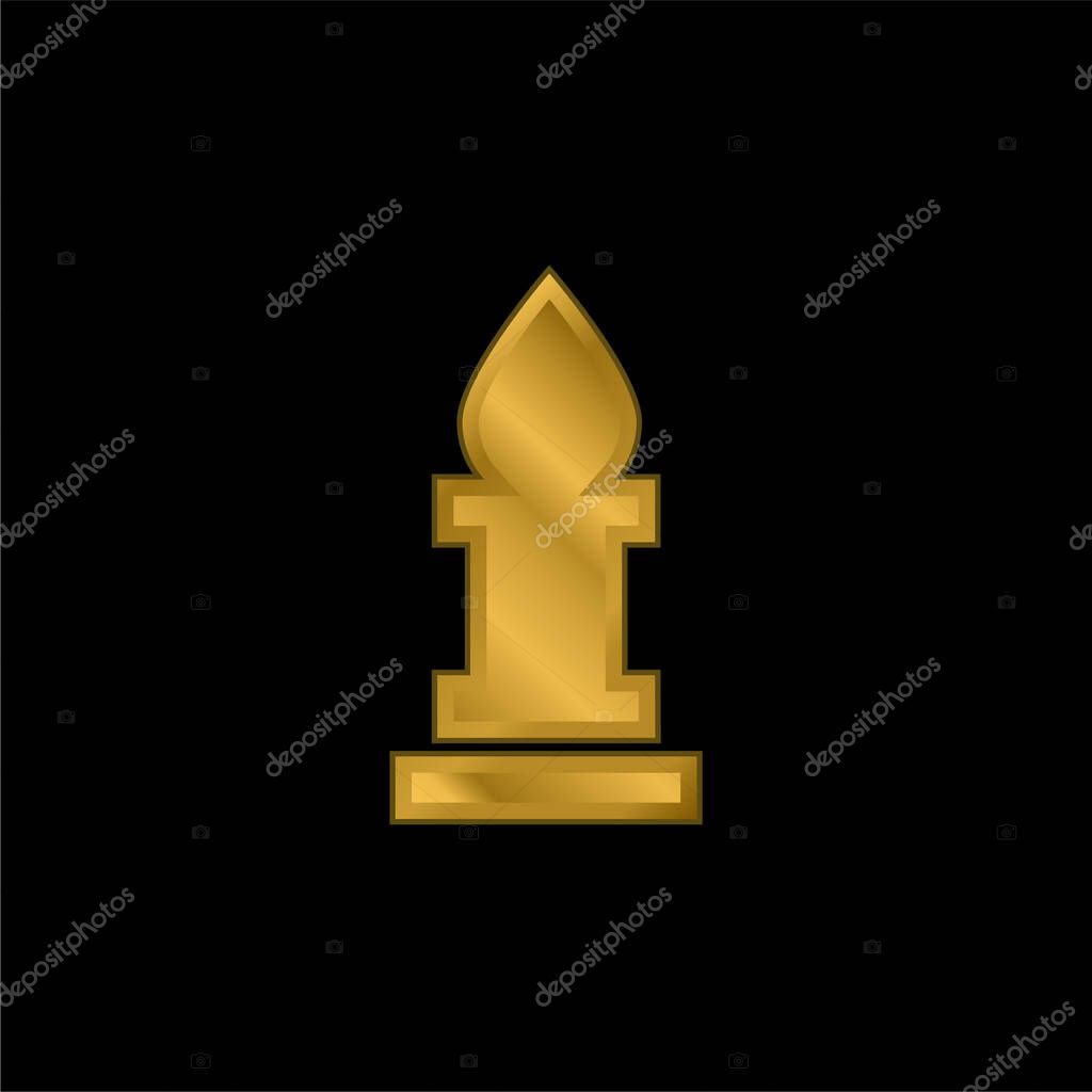 Bishop Chess Piece gold plated metalic icon or logo vector