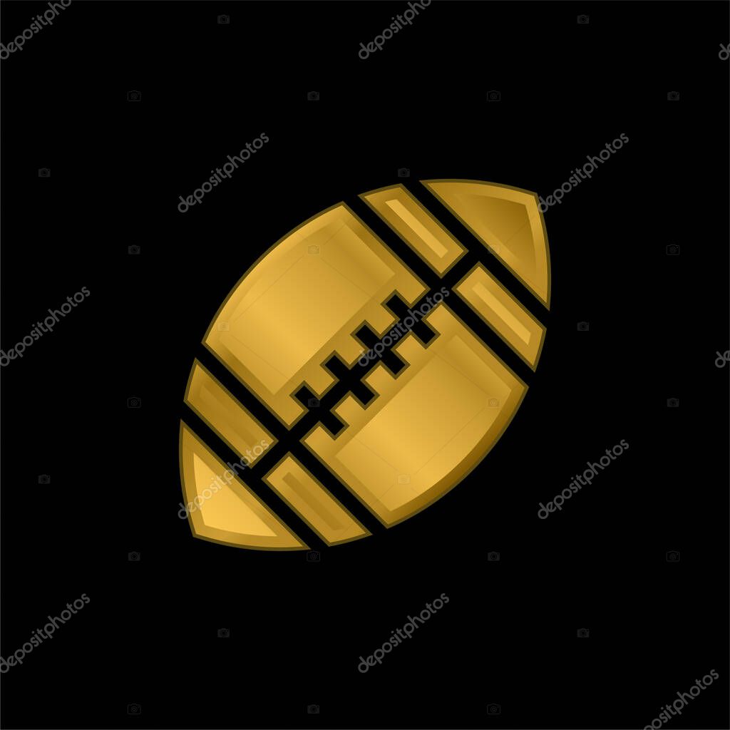 American Football gold plated metalic icon or logo vector