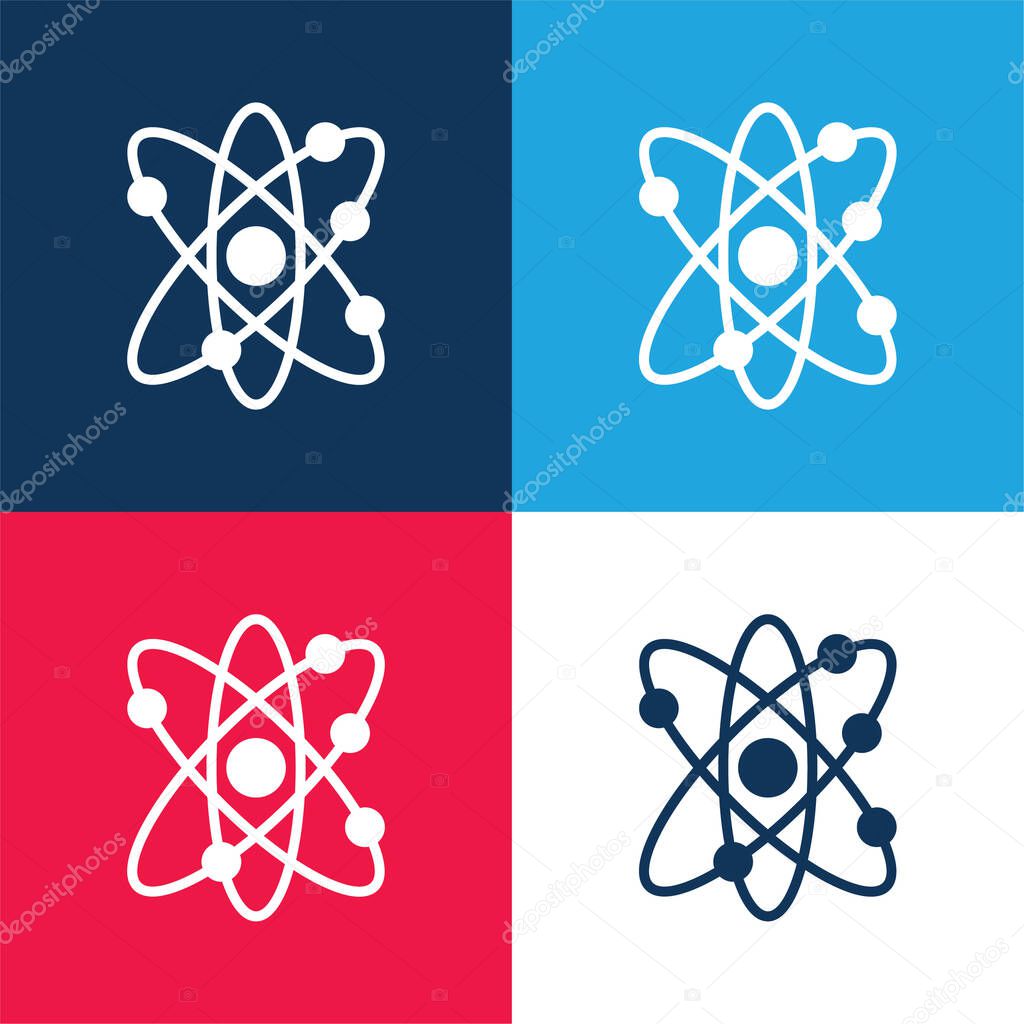 Atom blue and red four color minimal icon set