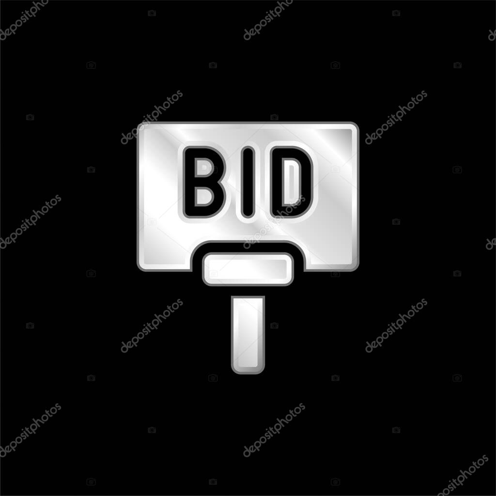 Bidding silver plated metallic icon