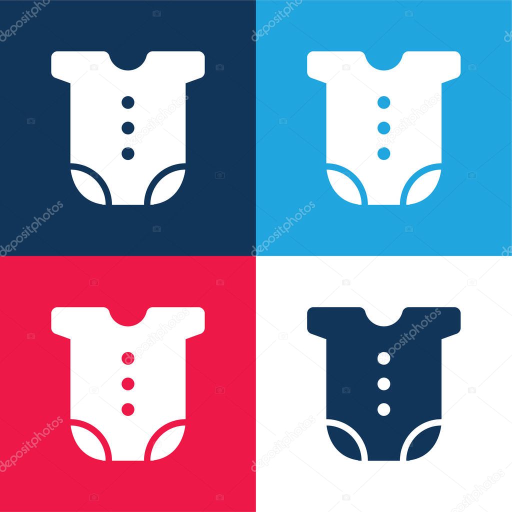 Baby Clothes blue and red four color minimal icon set