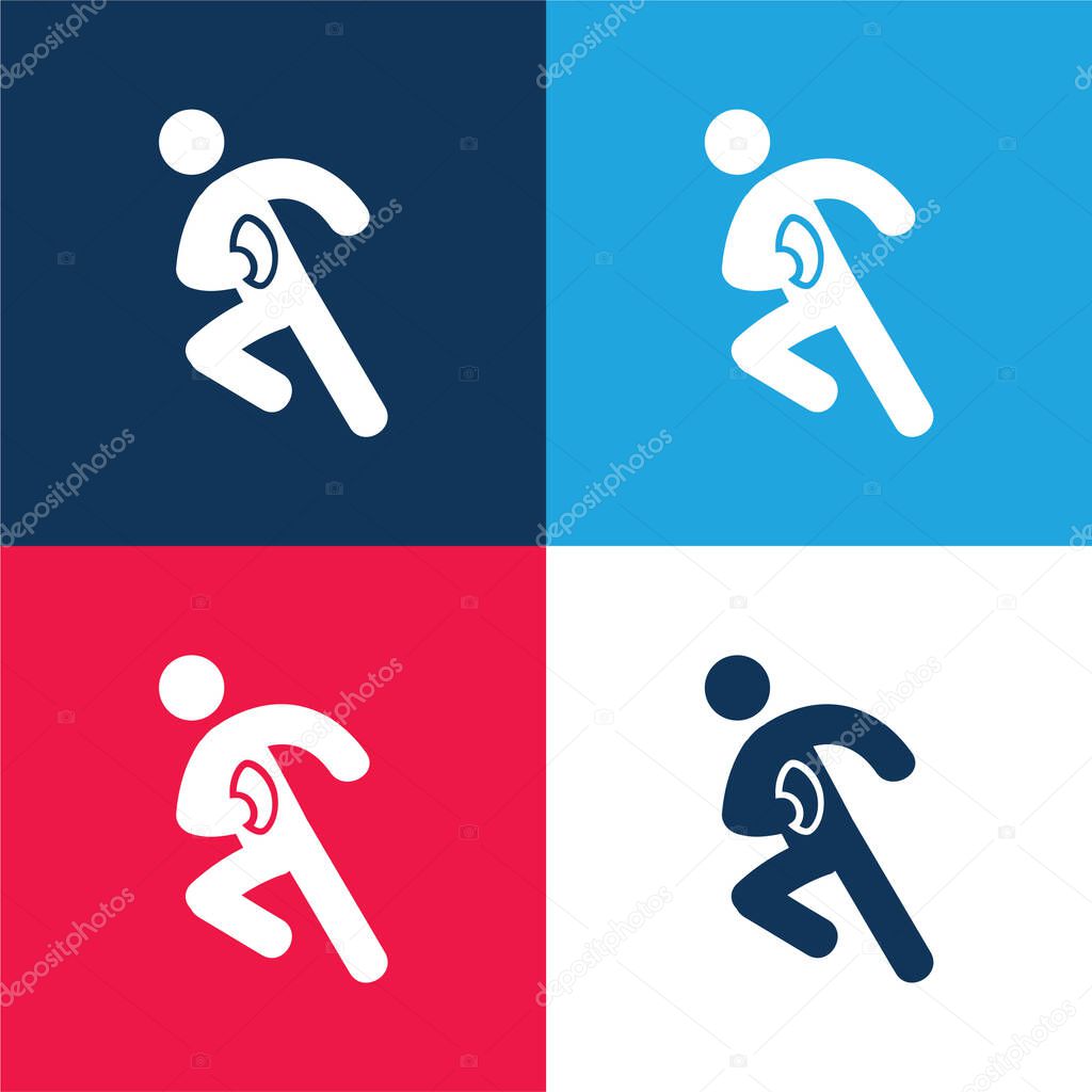 American Football Player blue and red four color minimal icon set