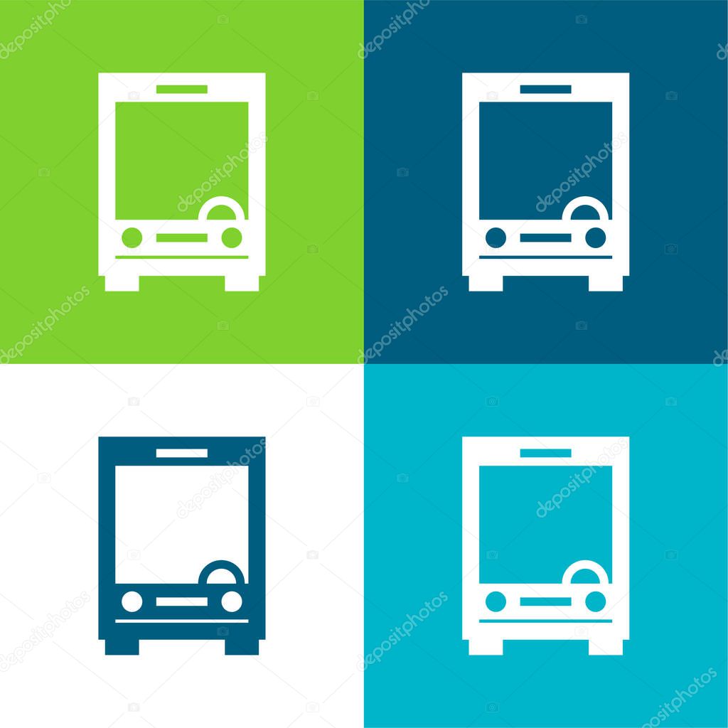 Big Bus Front Flat four color minimal icon set