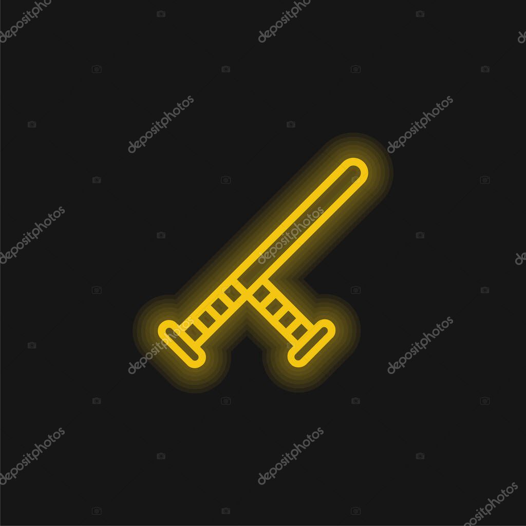 Baton yellow glowing neon icon