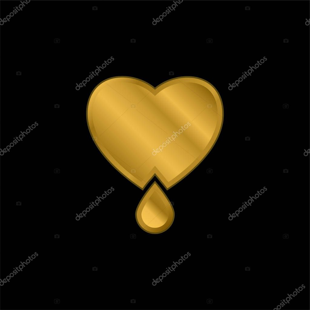 Bleeding Heart gold plated metalic icon or logo vector