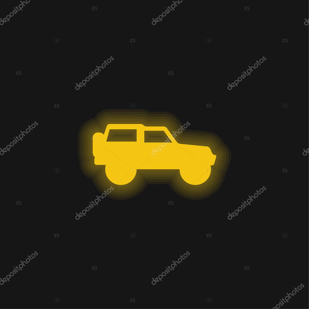 4x4 Adventure Sportive Transport Side View yellow glowing neon icon