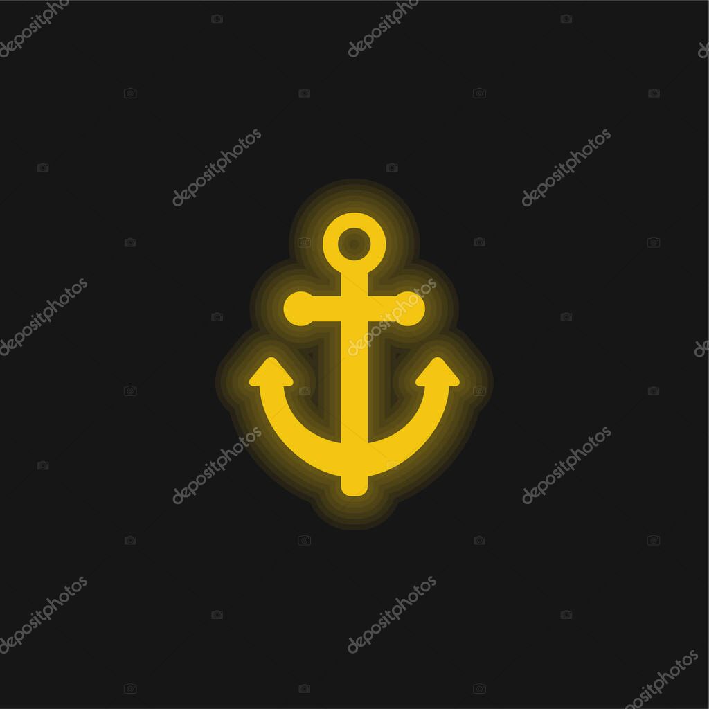 Anchor yellow glowing neon icon