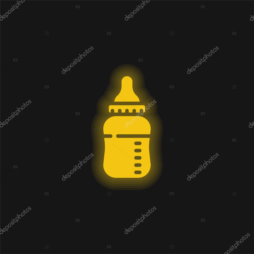 Baby Bottle yellow glowing neon icon