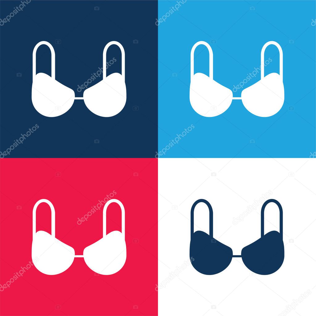 Black Bra blue and red four color minimal icon set