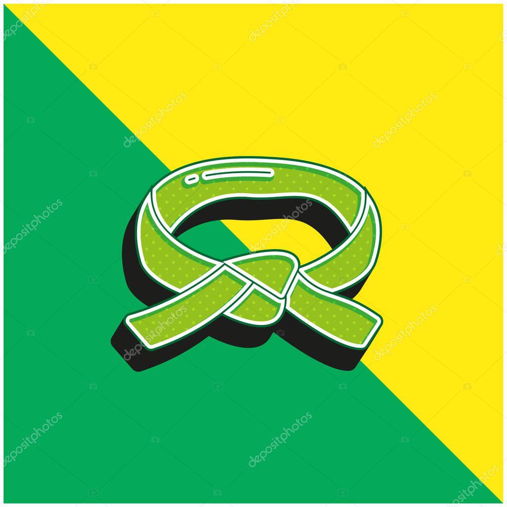 Black Belt Green and yellow modern 3d vector icon logo