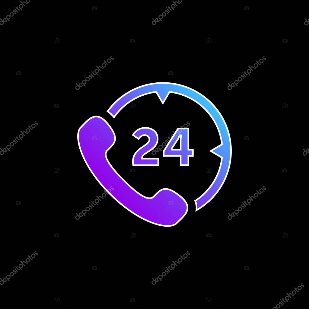 24 Hours Phone Service blue gradient vector icon