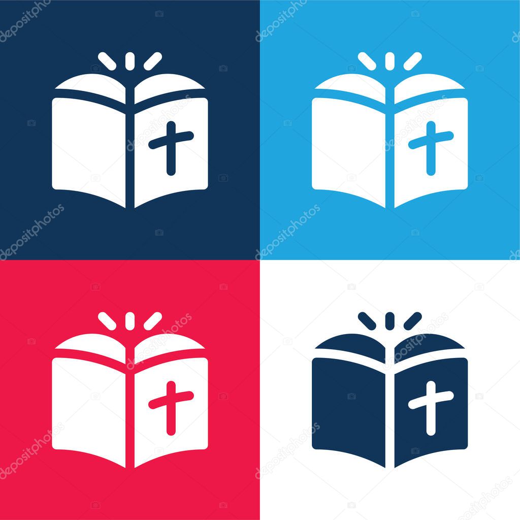 Bible blue and red four color minimal icon set
