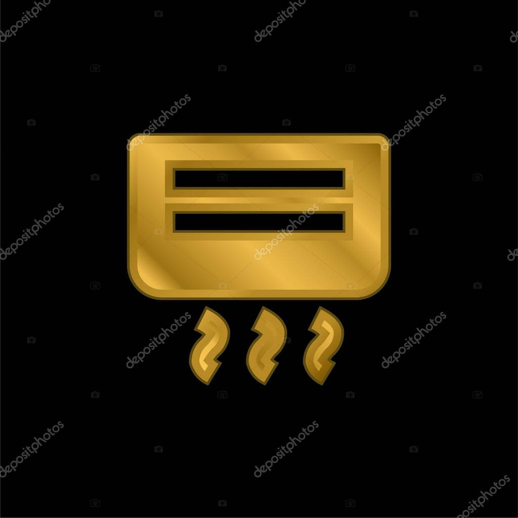 Air Conditioner gold plated metalic icon or logo vector