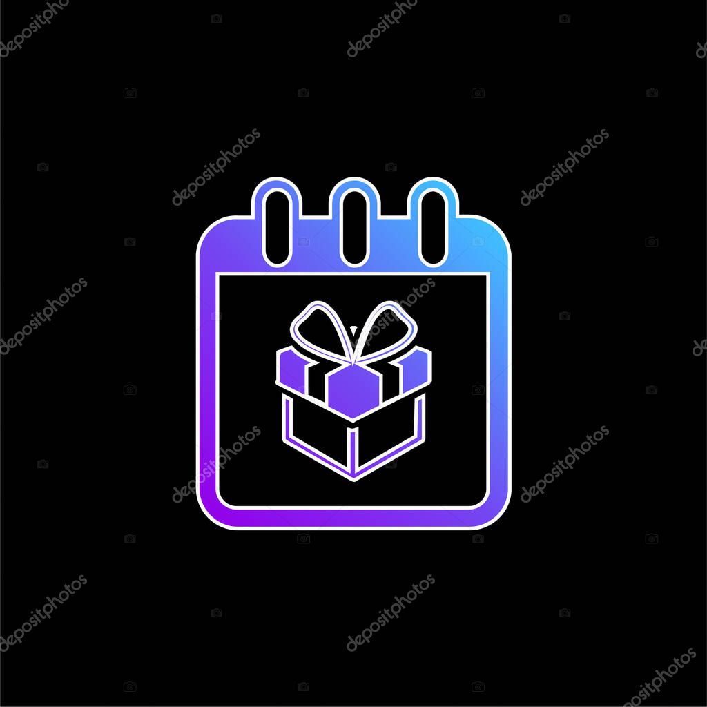 Birthday Giftbox On Reminder Calendar Page blue gradient vector icon