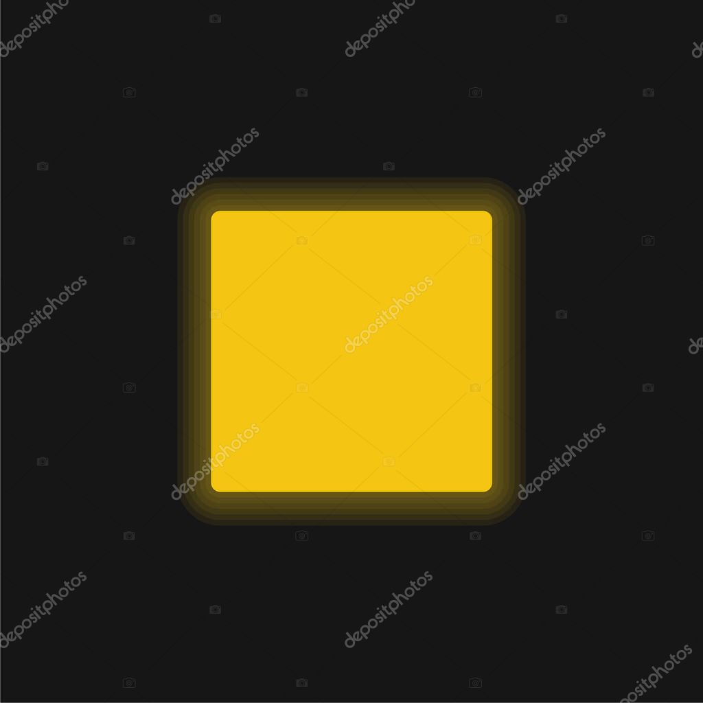 Black Square Shape yellow glowing neon icon