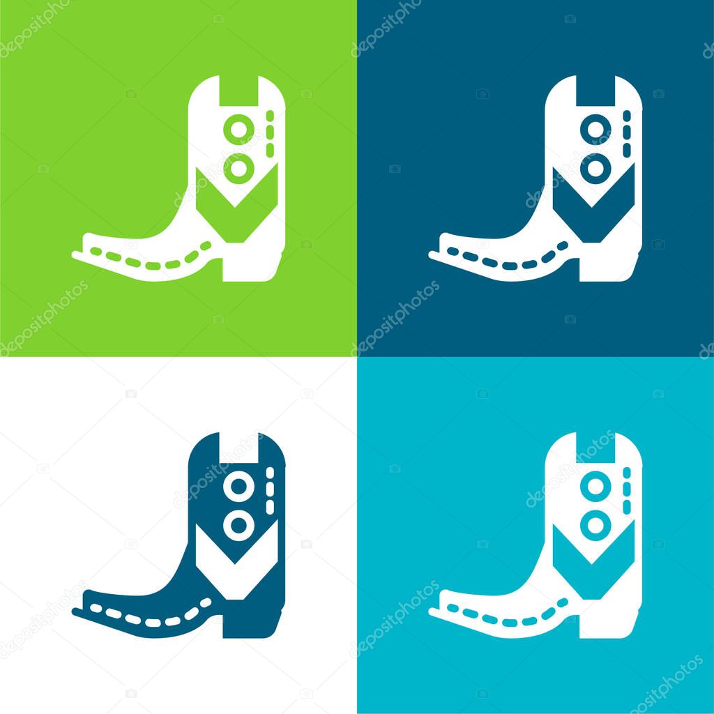 Boot Flat four color minimal icon set