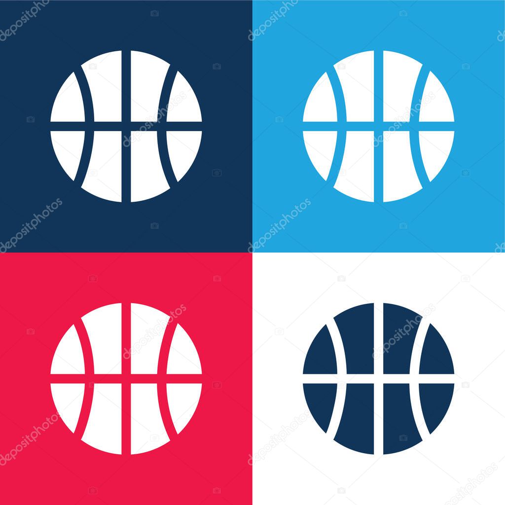 Ball blue and red four color minimal icon set