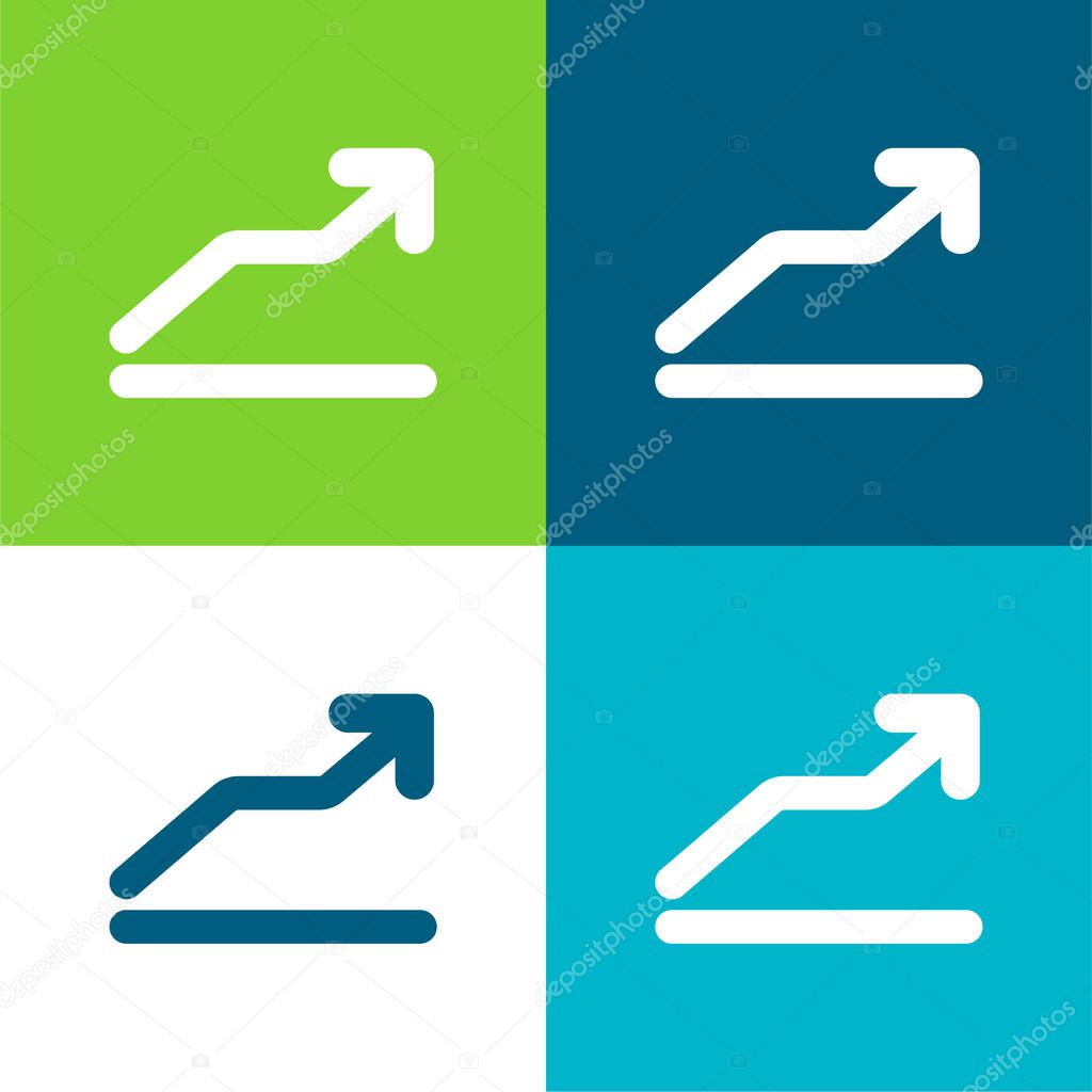 Ascending Line Graphic Symbol Flat four color minimal icon set