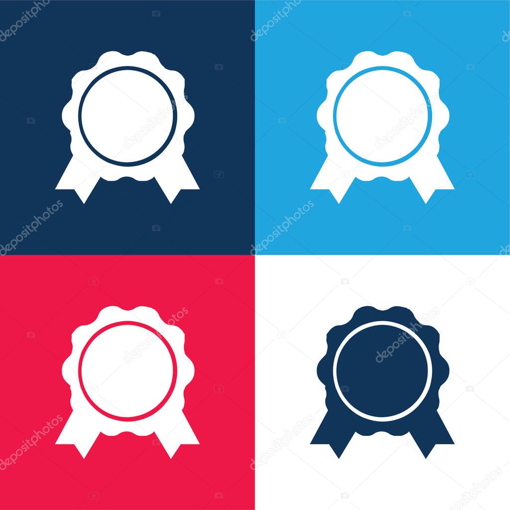 Award Badge blue and red four color minimal icon set