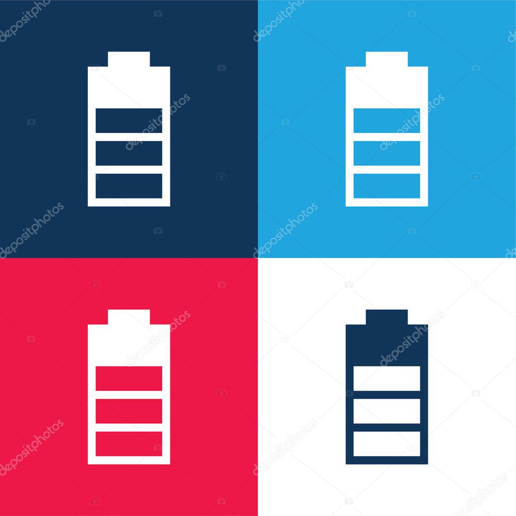 Battery Status With Three Quarters Of The Charge blue and red four color minimal icon set