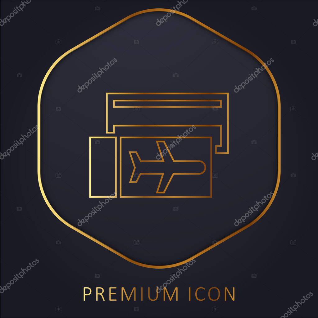 Airplane Tickets golden line premium logo or icon