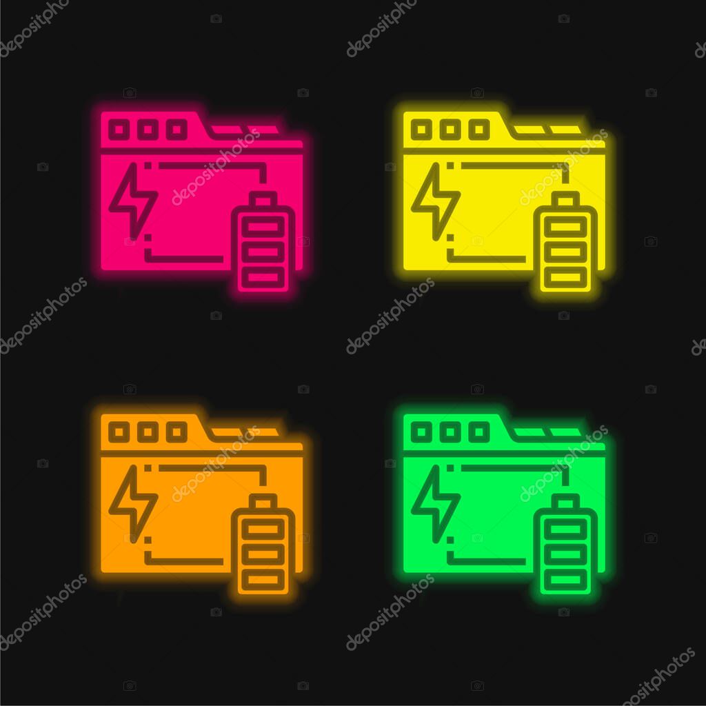 Backup four color glowing neon vector icon