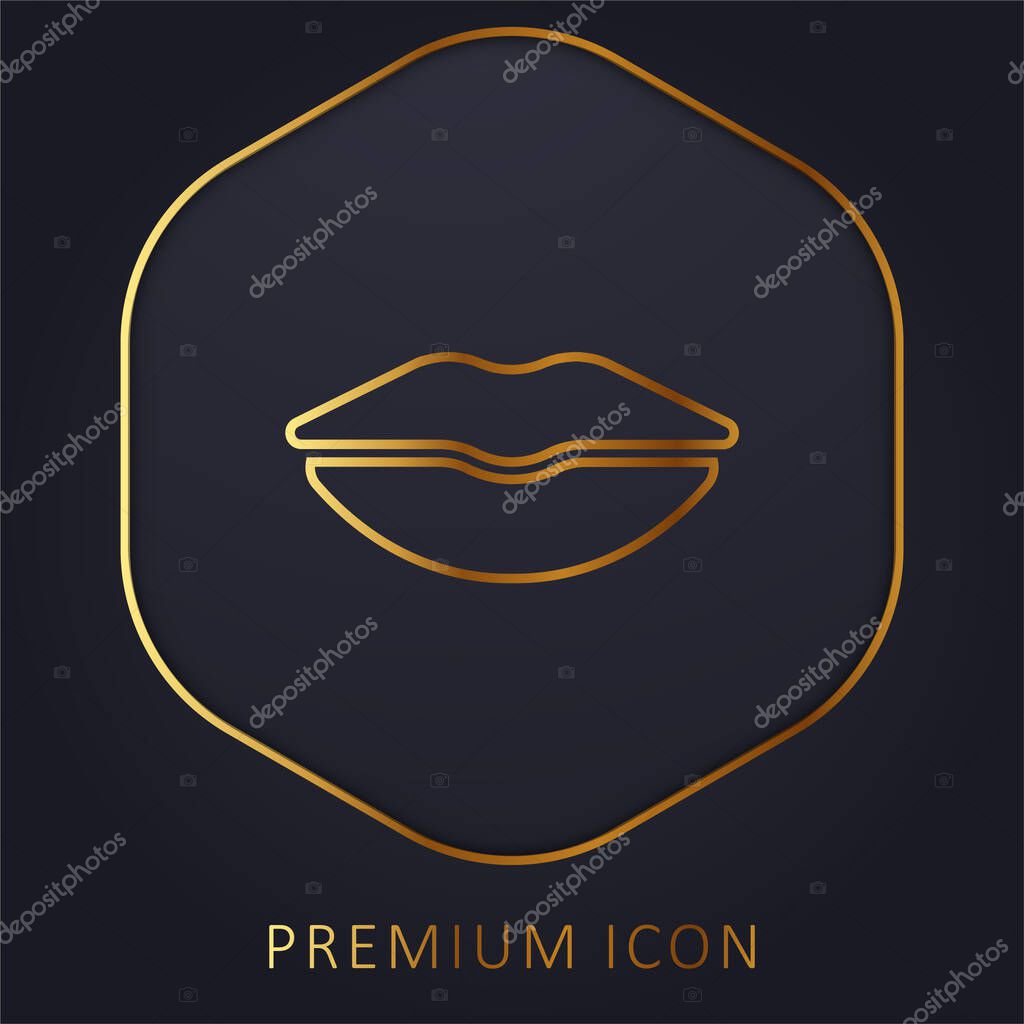 Big Lips golden line premium logo or icon