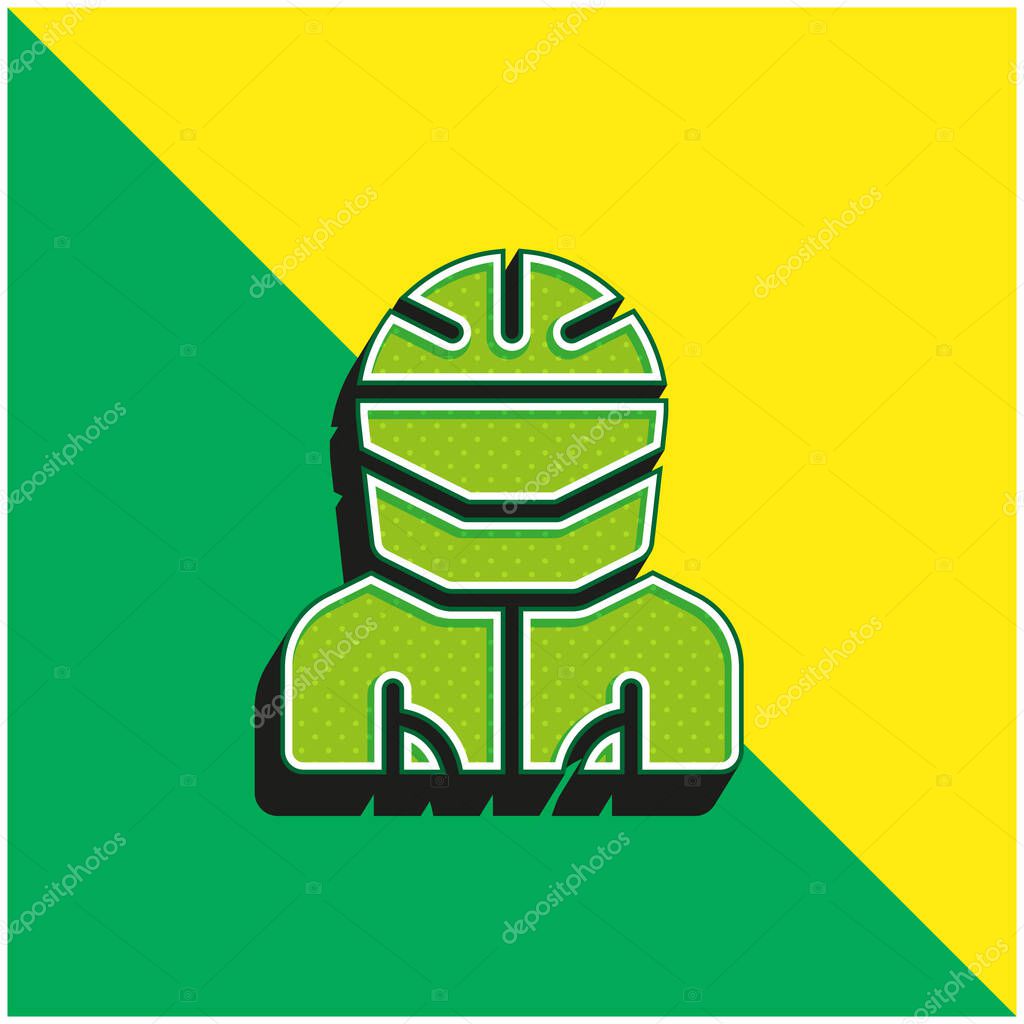 Biker Green and yellow modern 3d vector icon logo
