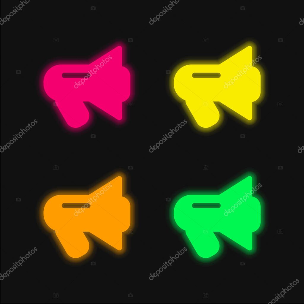 Black Megaphone four color glowing neon vector icon