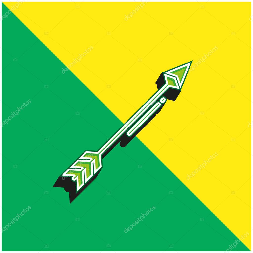 Arrow Green and yellow modern 3d vector icon logo