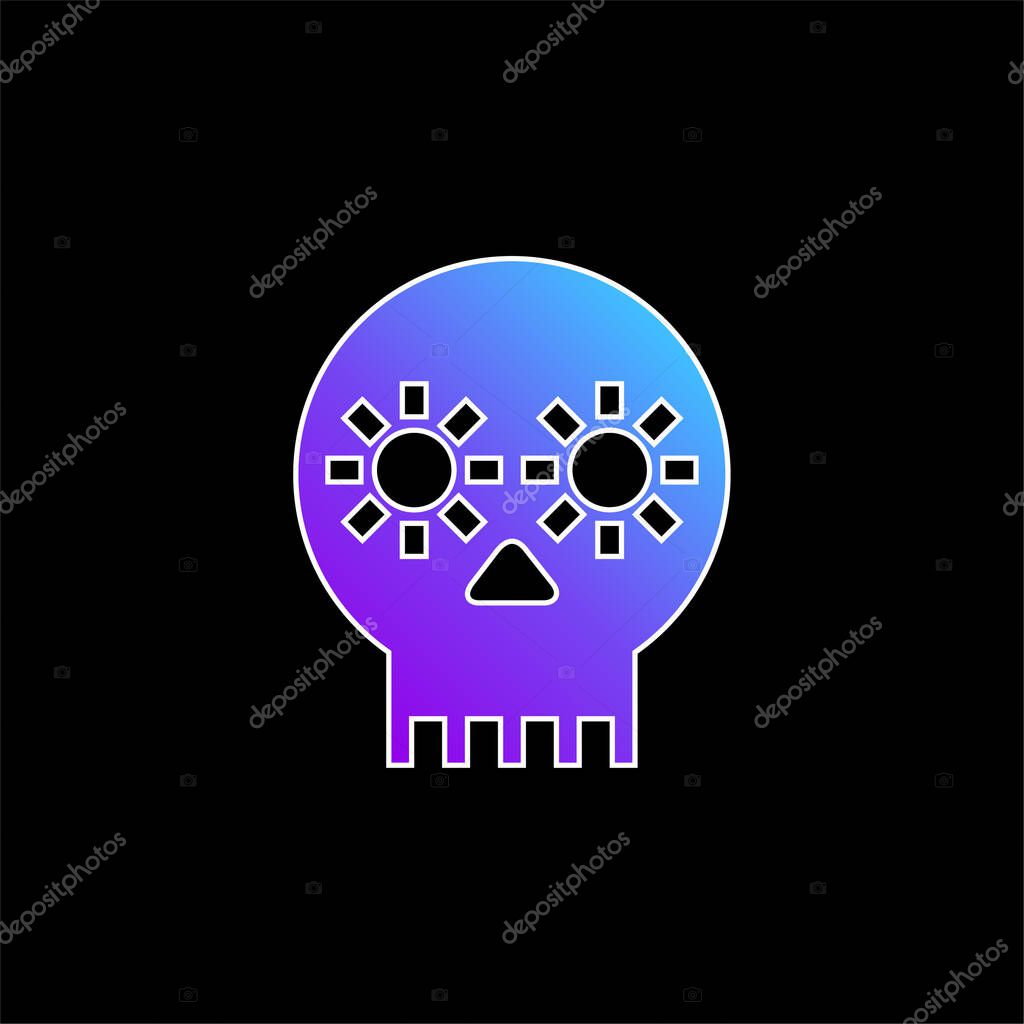 Artisanal Skull Of Mexico blue gradient vector icon