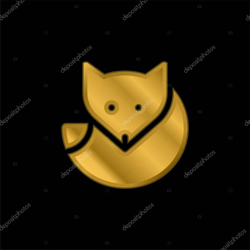 Arctic Fox gold plated metalic icon or logo vector