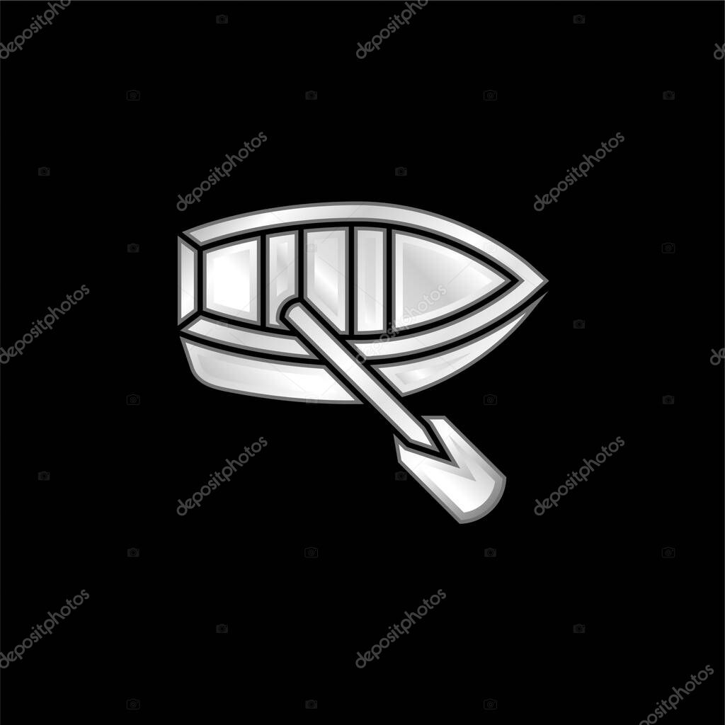 Boat silver plated metallic icon