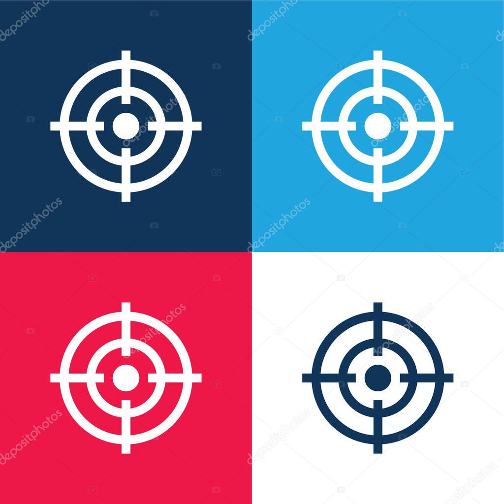 Aim blue and red four color minimal icon set