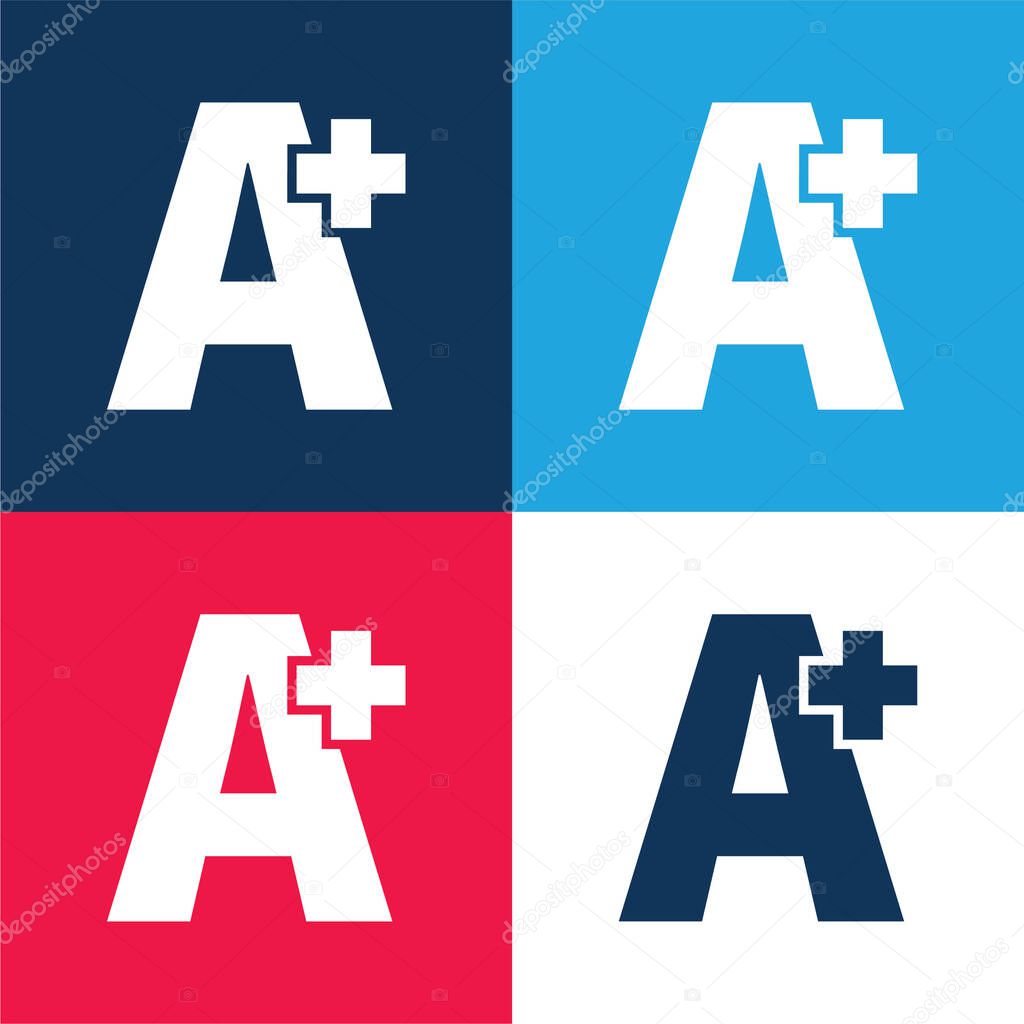 A Plus Symbol blue and red four color minimal icon set