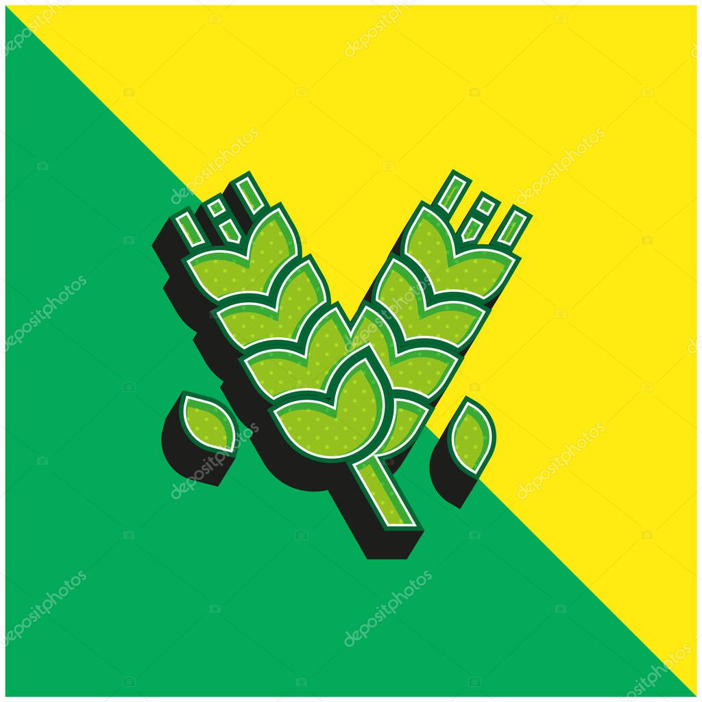 Barley Green and yellow modern 3d vector icon logo
