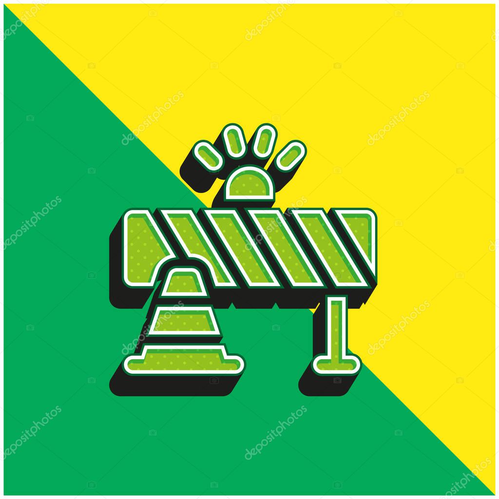 Barricade Green and yellow modern 3d vector icon logo