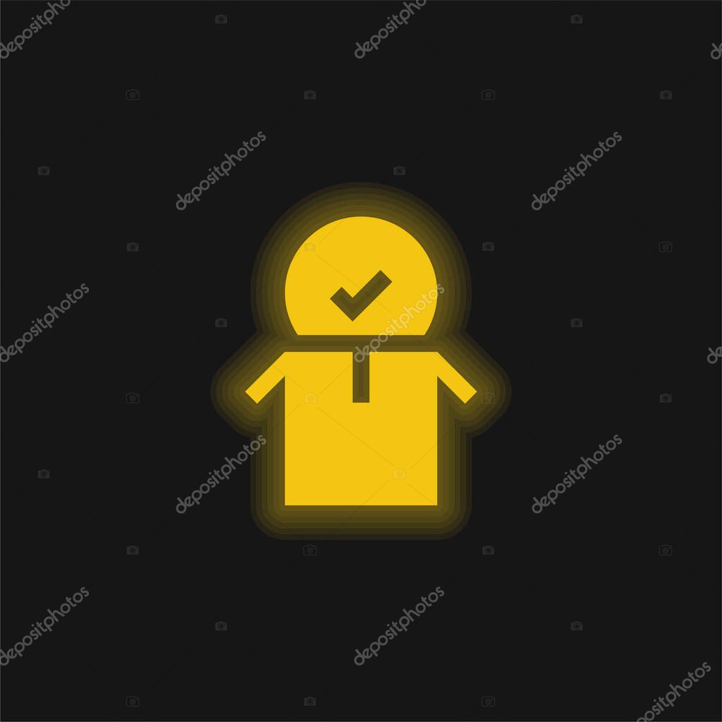 Approved yellow glowing neon icon