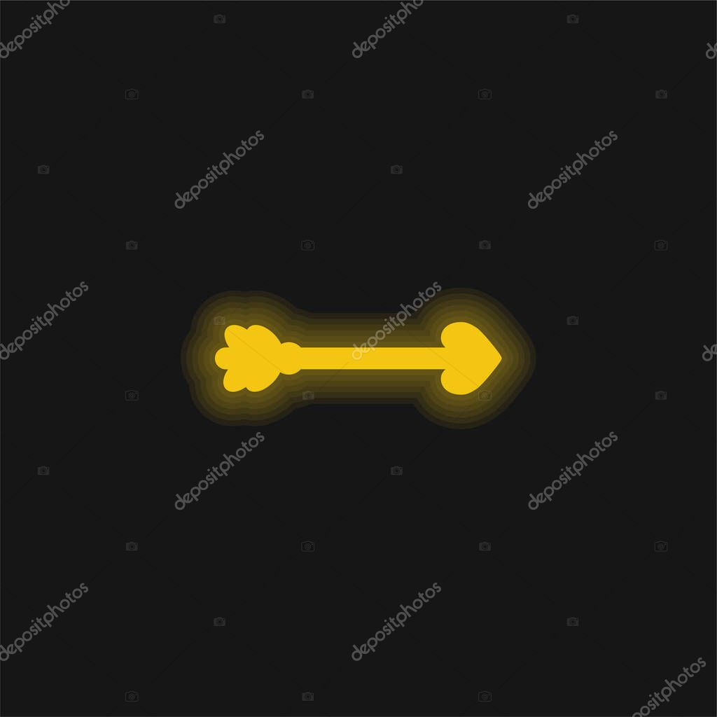 Arrow yellow glowing neon icon