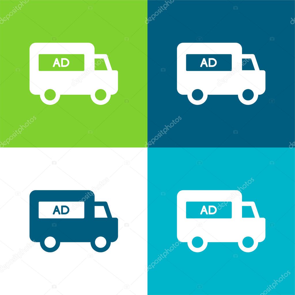AD Van Flat four color minimal icon set
