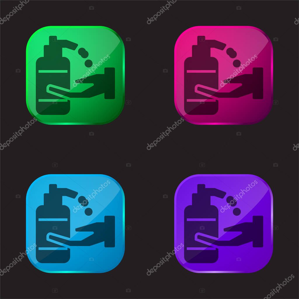 Alcohol Gel four color glass button icon